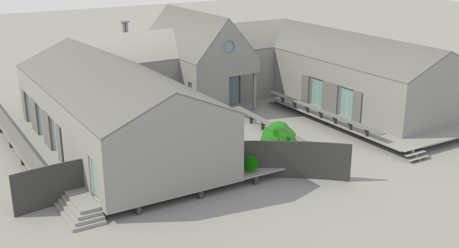 Render di studio in bianco: i volumi senza materiali, per controllare le proporzioni