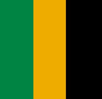 I tre colori del marchio Lercari affiancati: verde Pantone 348, giallo Pantone 124, nero